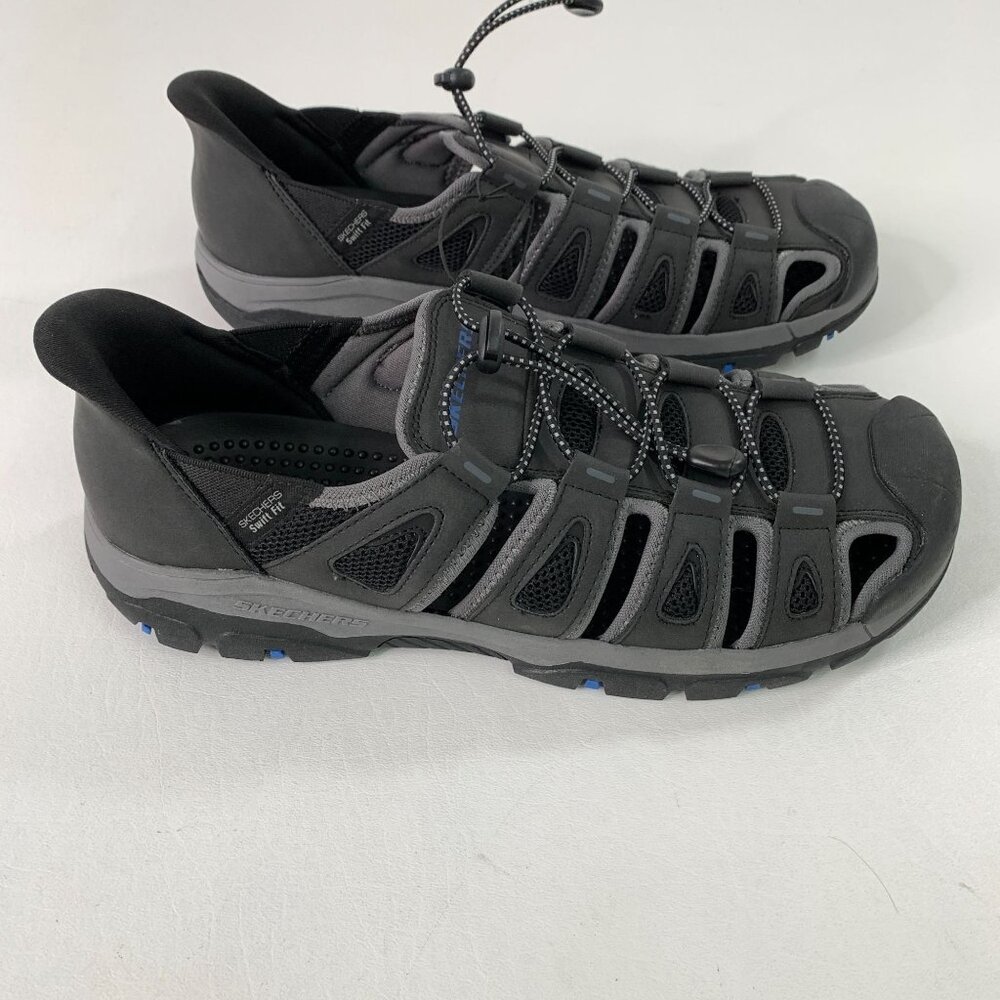 Skechers Men's Swift Fit Hands-Free Black Slip-On Water Sandals Black Size 11